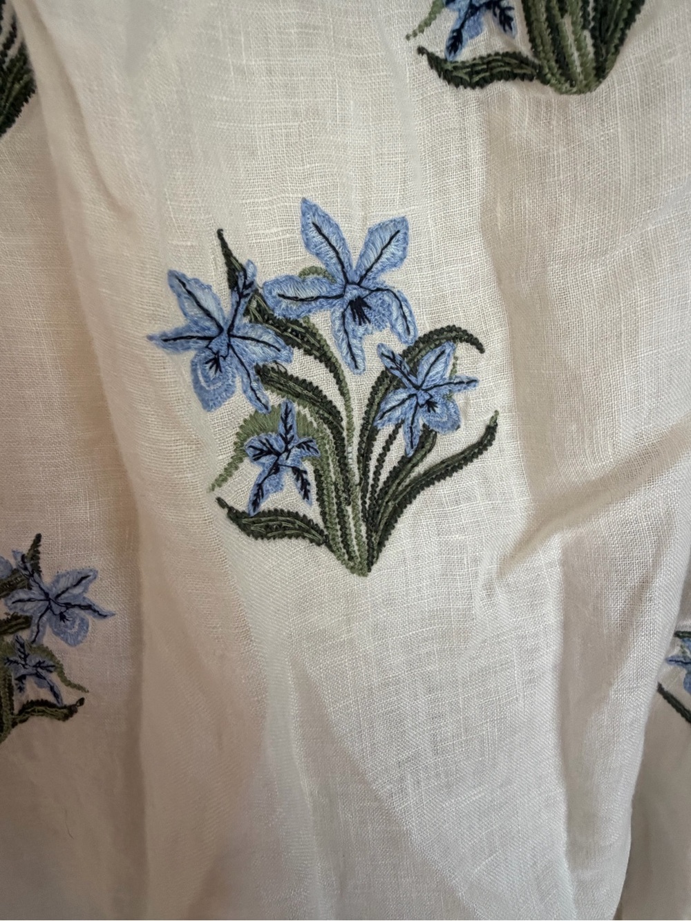 Agua by Agua Bendita Bossa Neck Maxi Dress Blue Floral Embroidery $1300 - Picture 5 of 13